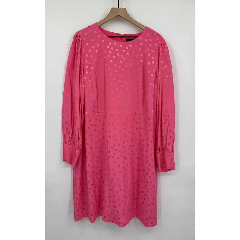 J Crew Dress 20 Pink Jacquard Long Sleeve Colorful Summer Wedding Party NEW‎